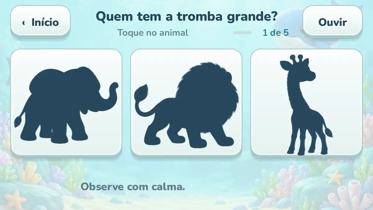 Tela de quem é o animal? no Mar de Descobertas