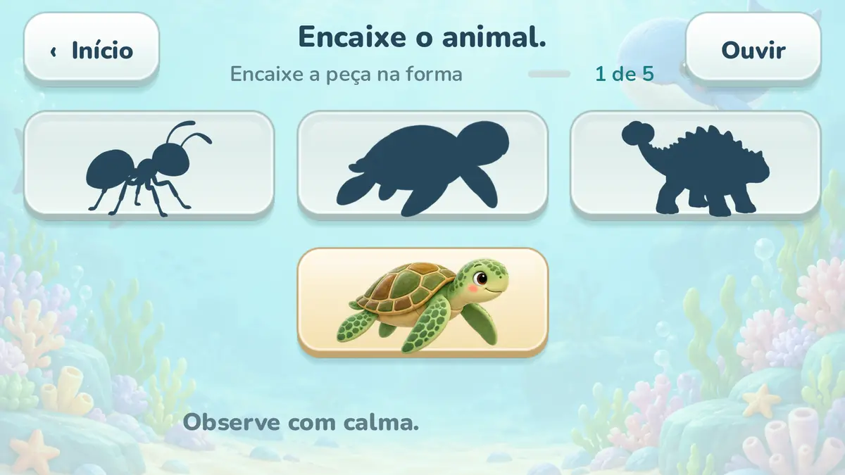 Tela de encaixe o animal no Mar de Descobertas